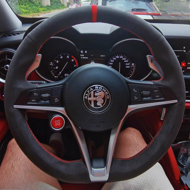 Untuk Alfa Romeo Giulia Stelvi - Car Steering Wheel Cover Anti Slip Breathable ulasan dan harga