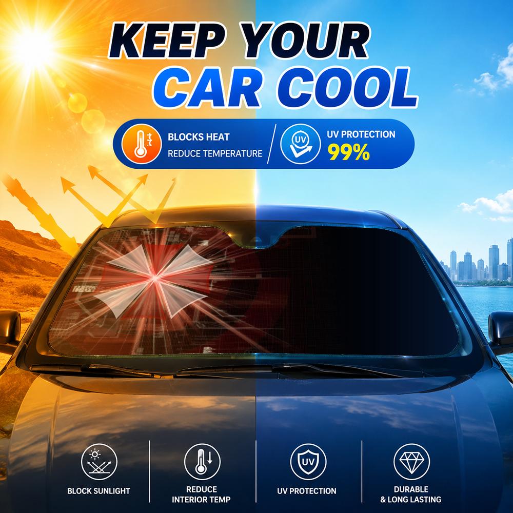 Payung Film Horor Pelindung Ma - Car Sunshade Windshield Umbrella Foldable ulasan dan harga