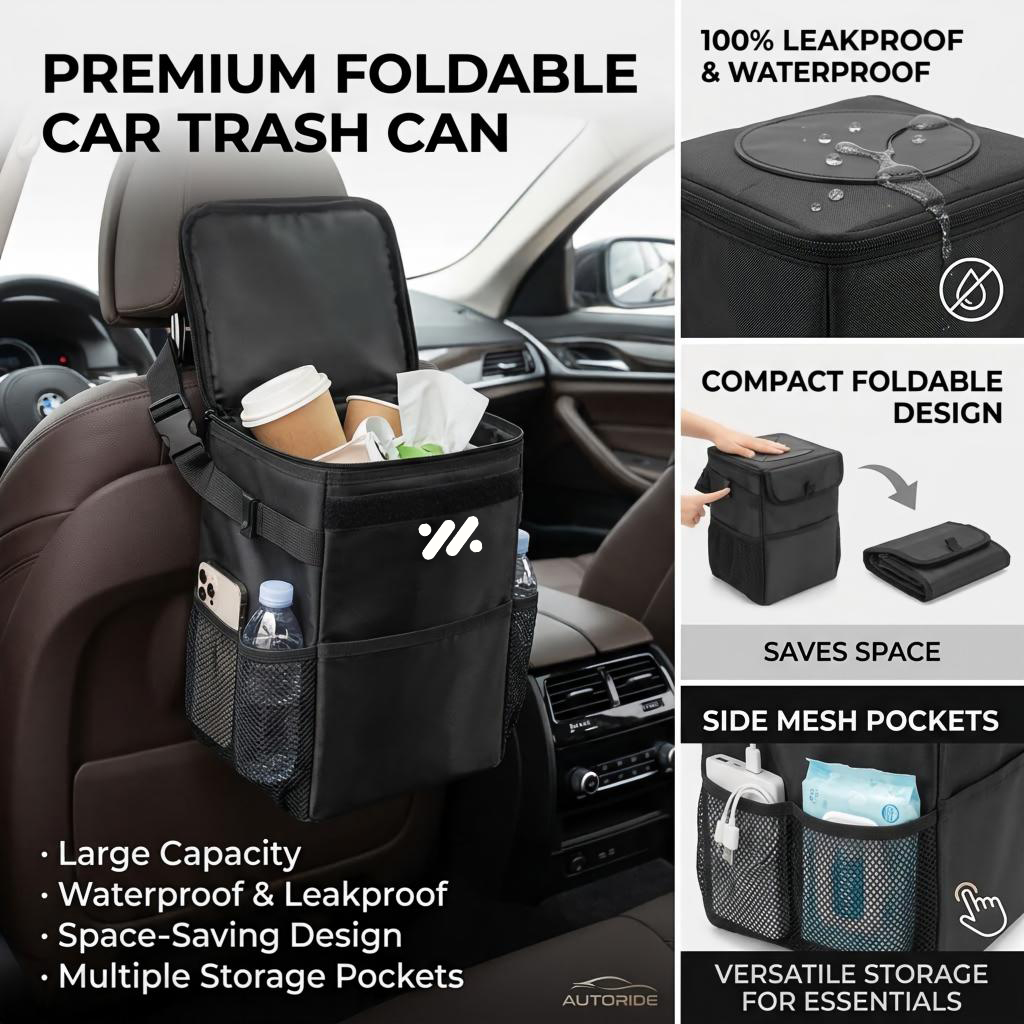 Tas penyimpanan tempat sampah  - Waterproof Car Trash Can With Lid ulasan dan harga
